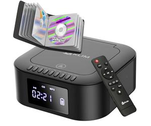 Boombox E1 Poste Radio CD Portable - Pochette CD - Extra Bass Bluetooth | Tuner FM avec Présélections Automatiques, Batterie Rechargeable Longue Durée, Port Auxiliaire Universel - Noir