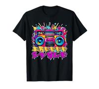 Boombox Graffiti Urban Street Wear Hip Hop coloré T-Shirt