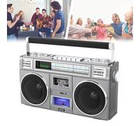 Boombox Haut-parleur Bluetooth rétro des années 80 avec radio AM/FM, basses lourdes, lecture 40 heures, lecture TF/USB/AUX, égaliseur réglable pour divertissement portable de style vintage