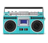Boombox Lecteur cassette Bluetooth rétro avec radio FM/DAB + et enregistrement USB, stéréo portable style années 80 pour réunions de famille et voyages (haut-parleur en maille collée (vert)