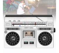 Boombox Lecteur CD portable rétro classique avec radio AM/FM et enregistreur de cassette Prise en charge de l'entrée SD/USB pour les réunions de famille et les voyages