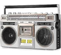 Boombox Lecteur de cassettes CD rétro avec Bluetooth, radio FM/DAB+, enregistrement USB, style classique des années 80, enregistreur radio pour voyage en famille