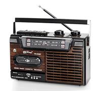 Boombox Lecteurs de cassettes portables, rétro et portables, prend en charge la lecture SD/MMC/USB/cassette, bandes radio AM/FM/SW, qualité sonore HiFi, haut-parleur intégré (marron vintage)