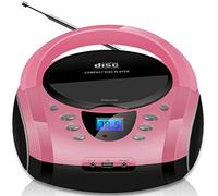 Boombox Portable - CD/CD-R - USB - Radio FM - Entrée AUX-IN - Prise Casque - Radio Enfants - Chaîne Stéréo - Système Compact - Rose Vif (Pretty Pink)