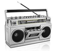 Boombox Rétro Années 80 avec Bluetooth et Lecteur Cassette | Radio AM/FM/OC, Son Graves Puissants 24W, Support USB/Micro SD, Portable pour Intérieur et Extérieur