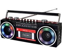 Boombox Rétro Années 80 avec Bluetooth et Lecteur Cassette Radio AM/FM/SW1/SW2, Son Graves Puissants 24W, Support USB/Micro SD, Portable pour Intérieur et Extérieur