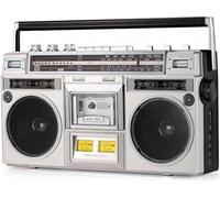 Boombox rétro années 80 avec Bluetooth et lecteur CD - Radio stéréo portable avec enregistreur cassette, entrée USB/SD pour les réunions de famille et les voyages