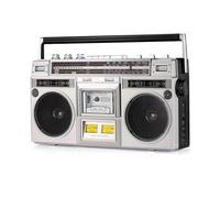 Boombox rétro des années 80 avec CD, cassette et Bluetooth - Lecteur radio stéréo portable avec entrée SD/USB, enregistreur de bande pour réunions de famille et voyages