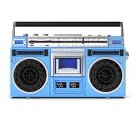 Boombox Système stéréo rétro avec radio AM/FM, lecteur CD et enregistreur cassette - Entrée USB/SD, haut-parleurs intégrés, prise casque 3,5 mm - Style années 80 pour la maison et les voyages