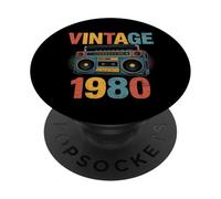 Boombox Vintage 1980 Style Cassette Musicale rétro PopSockets PopGrip Adhésif