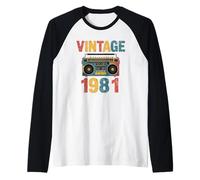 Boombox Vintage 1981 Musique Rétro Style Cassette Manche Raglan