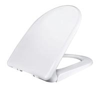 Boomersun Couvercle de toilette haut de gamme (blanc, ovale) Siège de toilette antibactérien avec fermeture en douceur, siège de toilette amovible, en Duroplast et en acier inoxydable