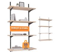 BOOMET Étagère murale en kit avec étagères, hauteur : 100 cm, niveaux : 2, dimensions des étagères : 80 x 40 cm, couleur : anthracite, double rangée, 60 variantes, supports en acier, montage facile