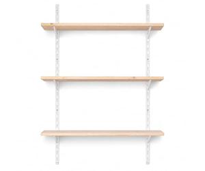 BOOMET Étagère Murale métal avec tablettes - Système d’étagères Mural en 50 Variantes - Hauteur 150 cm - 2 Niveaux 80 x 50 cm (l x p) - Blanc - Rails muraux avec Consoles