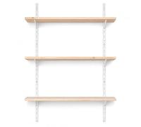 BOOMET Étagère Murale métal avec tablettes - Système d’étagères Mural en 50 Variantes - Hauteur 50 cm - 2 Niveaux 80 x 20 cm (l x p) - Blanc - Rails muraux avec Consoles