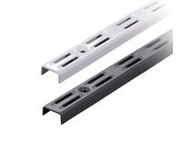 BOOMET Lot de 10 rails muraux à 2 rangées - Blanc - 100 cm - 2 couleurs - Pour étagère murale - Supports d'étagère en acier revêtu par pulvérisation - Montage facile
