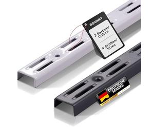 BOOMET Lot de 10 rails muraux à 2 rangées - Blanc - 150 cm - 2 couleurs - Pour étagère murale - Supports d'étagère en acier revêtu par pulvérisation - Montage facile
