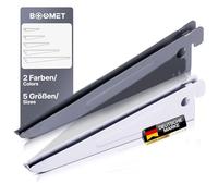 BOOMET Lot de 10 supports d'étagère pour rails muraux à 2 rangées - Blanc - 47 cm - 2 couleurs - Supports d'étagère en acier - Équerre / étagère murale - Système d'étagères - Système d'étagères -