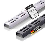 BOOMET Lot de 4 rails muraux à 2 rangées - Anthracite - 50 cm - 2 couleurs - Pour support d'étagère/étagère murale - Supports d'étagère en acier revêtu par pulvérisation - Montage facile
