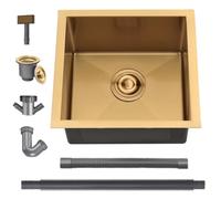 Boomhoze Evier Cuisine 50 X 45 cm, Evier Inox 1 Bac, Or | Montage Encastré, Sur Plan Ou Sous Plan, Avec Trop-Plein Et Filtre de Vidange, Idéal Pour Appartement Et Chalet