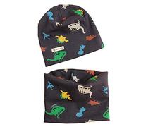 Boomly Bébé Enfant Coton Beanie Bonnet Avec écharpe en boucle Automne hiver Impression Capuchon de couverture Écharpe Des colliers bonnet écharpe Set (#2, 7-24 mois bébé)