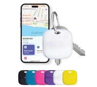 Boompods Boomtag Traceur Rechargeable - Localisateurs d'objets Compatible avec Apple Find My, Traceur Bluetooth Étanche IPX7, Étiquette de Suivi pour Portefeuilles, Bagages, Enfants - Blanc