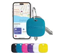 Boompods Boomtag Traceur Rechargeable - Localisateurs d'objets Compatible avec Apple Find My, Traceur Bluetooth Étanche IPX7, Étiquette de Suivi pour Portefeuilles, Bagages, Enfants - Bleu