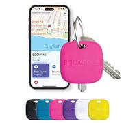 Boompods Boomtag Traceur Rechargeable - Localisateurs d'objets Compatible avec Apple Find My, Traceur Bluetooth Étanche IPX7, Étiquette de Suivi pour Portefeuilles, Bagages, Enfants - Rose