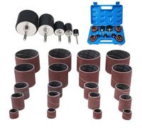 BOOMSTART 25pcs Tambour de Ponçage pour Perceuse, 80 et 120 Grain Manchon Abrasif a Poncer, Kit Tambour Manchons de Poncage avec 1/8" et 1/4" Mandrins Cylindre à Poncer pour Bois PVC (Bleu)