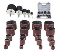 BOOMSTART 25pcs Tambour de Ponçage pour Perceuse, 80 et 120 Grain Manchon Abrasif a Poncer, Kit Tambour Manchons de Poncage avec 1/8" et 1/4" Mandrins Cylindre à Poncer pour Bois PVC