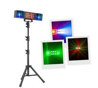 BoomTone DJ Twin Derby - Jeu de Lumière 3-en-1 RGBW | Derby, Wash, Strobe | Télécommande & Trépied Inclus | Modes Auto et Musicaux | 105° | DJ, Fête, Animation, Éclairage Scénique