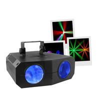 Jeu de lumière BOOMTONEDJ Double Moon,114 LEDs de 5mm RGBWA (24 rouges, 18 vertes, 36 bleues, 18 blanches, 18 ambres), Plug&Play facile à utiliser, programmes automatiques de qualité, télécommande...