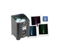 BoomToneDJ EZ-BOX 4x15W Projecteur LED RGBW Wifi sur batterie. Emetteur/Récepteur DMX sans fil intégré. Mode Auto, Audio, DMX 512, Maitre/Esclave, Télécommande IR et DMX wireless. Soirée, DJ mobile.