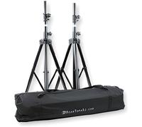 BoomTone DJ SV 200 II - Lot de 2 pieds d’enceinte réglables 100 à 160 cm, charge 30 kg, diamètre 35 mm avec housse