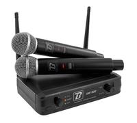 BoomToneDJ UHF Duo - Système Complet micros sans Fil UHF - 2 Microphones dynamiques Main - Double Canal - 663.5 et 682.2 MHz. Idéal pour Chant, Discours, Karaoke, Animation.