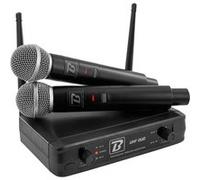 BoomToneDJ UHF Duo - Système Complet micros sans Fil UHF - 2 Microphones dynamiques Main - Double Canal - 663.5 et 682.2 MHz. Idéal pour Chant, Discours, Karaoke, Animation.