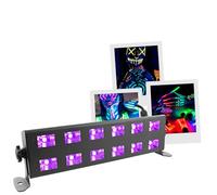 Boomtone DJ UV LED BAR 12X1W Noir - Barre de lumière noire puissante et compacte - 12 LED UV de 1W - Lampe UV - Pour clubs, les fêtes et événements artistiques.