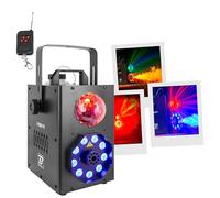 BoomToneDJ F700 FX Machine à fumée - Jeux de lumière pour soirée - Lumière Disco portable - Lumières LED RGB intégrées - Détection musicale - Télécommande incluse - Ambiance pour mariage, fête