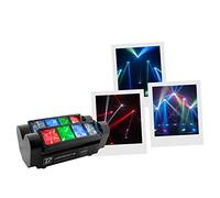 BoomToneDJ LUDIPOCKET SG Jeux de lumières Disco pour soirée Effet Beam Lampe de scène Projecteur 8 LED RGBW 3W Mini Spider Automatique, DMX, Maître/Esclave, détection musicale. DJ mobile, Club, Bar