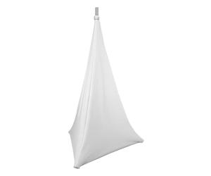 BoomToneDJ LYC-ST120-WH Housse en lycra blanc extensible pour pieds d'enceinte. Housse triangulaire pour pieds de haut-parleurs. Lycra double face 160cm de haut. Lycra ignifugé 190 gr/m². DJ mobile.