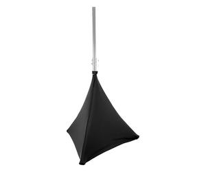 BoomToneDJ LYC-ST70-BK Housse en Lycra Noir Extensible pour Base Pieds d'Enceinte. Housse Triangulaire pour Pieds de Haut-Parleurs. Double Face 70cm de Haut. Ignifugé 190 gr/m². DJ Mobile.