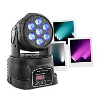 BoomTone DJ ROBO WASH 7X12W Lumière de scène LED RGBW 4in1, Dimmer, Stroboscope, Spot tête mobile, Lyre motorisée. Programmes automatiques, détection musicale, DMX, maitre/esclave.
