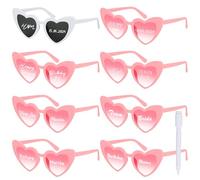 BOOMTOP 8pcs Lunettes de Soleil Cœur Lunette d'Amour avec Marqueur Blanc Décoration DIY Accessoires de Fête Mariage EVJF En Plein Air Shopping Courses pour Femmes Hommes Unisex (cœur-blanc +rose)
