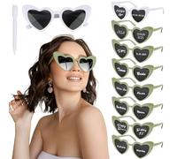 BOOMTOP 8pcs Lunettes de Soleil Cœur Lunette d'Amour avec Marqueur Blanc Décoration DIY Accessoires de Fête Mariage EVJF En Plein Air Shopping Courses pour Femmes Hommes Unisex (Cœur-Vert+Blanc)