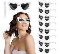 BOOMTOP 8pcs Lunettes de Soleil Cœur Lunette d'Amour avec Marqueur Blanc Décoration DIY Accessoires de Fête Mariage EVJF En Plein Air Shopping Courses pour Femmes Hommes Unisex (cœur-blanc)