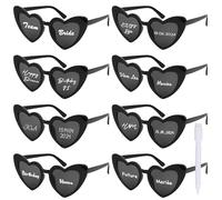 BOOMTOP 8pcs Lunettes de Soleil Cœur Lunette d'Amour avec Marqueur Blanc Décoration DIY Accessoires de Fête Mariage EVJF En Plein Air Shopping Courses pour Femmes Hommes Unisex (cœur-noir)