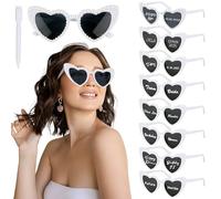 BOOMTOP 8pcs Lunettes de Soleil Cœur Lunette d'Amour Perles Blanc avec Marqueur Blanc Décoration DIY Accessoires de Fête Mariage EVJF En Plein Air Shopping Courses pour Femmes Hommes Unisex