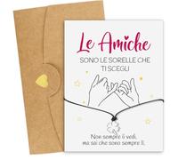 BOOMTOP Cadeau Femme Porte-bonheur Bracelet Trèfle à Quatre Feuilles avec cordon et Carte de Vœux des Mots en Italien avec enveloppe en Papier Kraft pour Fête Anniversaire Noël (Argent)