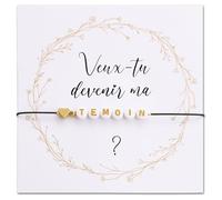 BOOMTOP Kit de Cadeau Témoin de Mariage Bracelet Annonce Témoin Réglable Cœur Or Perle et Carte de Vœux Double Face Veux-tu Devenir Ma Témoin avec Enveloppe Demande Future Témoin pour Fête Mariage