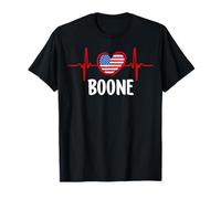 Boone Birthday First Name Family Last Name Flag Heart T-Shirt